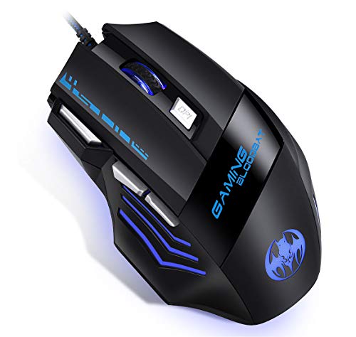 Mouse Gaming [6800&3200 DPI] Ergonomico Mouse per giochi QueenDer Professionale con cavo Due DPI regolabili a 7 pulsanti Mouse per PC Notebook computer per Windows 2000/7/8/10/XP/Vista/Me