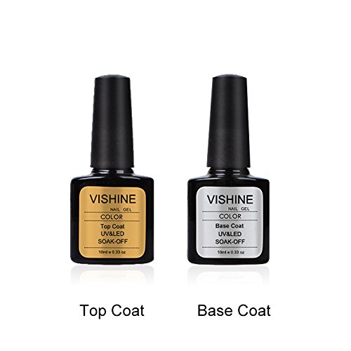 Vishine UV LED Gel auflösbarer Nagellack 10ml kit top and base coat, 1er Pack (1 x 2 Stück)