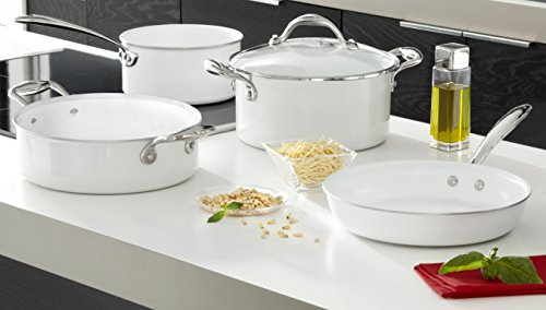 Lagostina 11830041828 Accademia Bianca Wokpfanne 28 cm, induktionsgeeignet, Kermaikversiegelung, weiß - 4