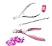 BELLACOQUINET Set of 3 Manicure Cutter Guillotine Nail Clippers Cuticle Pushers + 1 Cute Rhinestone Letter