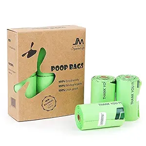 Jinamart Organic 100% Corn Starch Dog Poop Bags Extra Thick Leak-Proof Pet Waste Bags (6 Rolls, 90 bags)