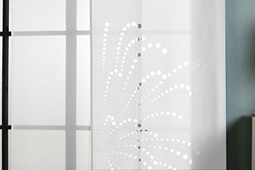 2er-Pack Schiebegardine Flächenvorhang Rodez Lasercut Wildseide Optik Voile , Weiß, 245×60 cm (HxB) inkl. Paneelwagen und Beschwerungsstangen, 165640 - 4