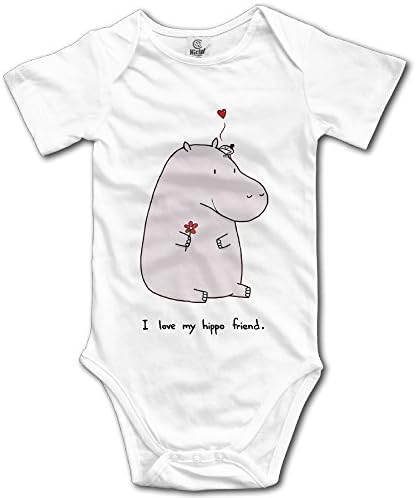 SSNB Unisex Baby Onesies Custom I Love My Hippo Friend Short-Sleeve Bodysuit 100% Cotton Boys Girls 0-24 Months -  White - 