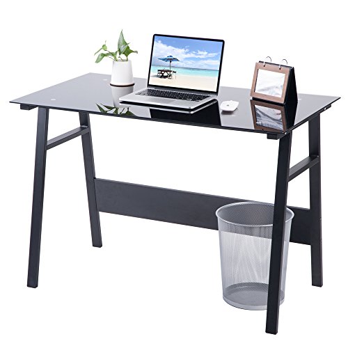 Buy Life Carver Home Office Desk Compact Black Glass Computer