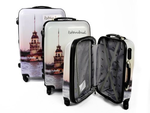 Preisvergleich Produktbild 3 TEILIGES LUXUS KOFFERSET HARTSCHALE KOFFER TROLLEY EINMALIGES DESIGN ISTANBUL