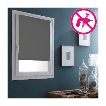 Store enrouleur occultant gris 62cm, adaptable pour des ...