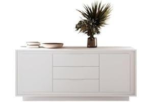 Web Convenienza Madia con 2 Ante e 3 Cassetti Made in Italy – Credenza Contenitore Collezione Sky per Soggiorno Cucina Ingresso Sala da Pranzo Mobile Design moderno originale - Bianco laccato opaco