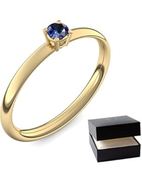 750 Goldring Saphir (sehr hochwertig!) + inkl. Luxusetui + - Goldringe Saphir Ringe (Gelbgold 750) - Concinnity...