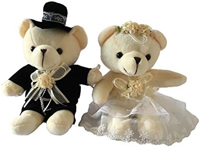 Plush Soft Wedding Bride and Groom Bears For Wedding Decorations Wedding Car Wedding Events (7")