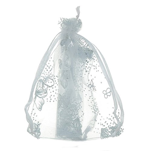 ZALAGO 9cm x12cm Weiß Organzasäckchen Säckli Geschenk Schmuckbeutel Schmetterling,50 stk - 3