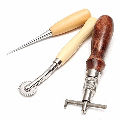 Hrph 7pcs Nähen Leder Werkzeuge Carft Ahle Costura Handstitching Set Kit Gewinde Ahle Gewachste Fingerhut - 4