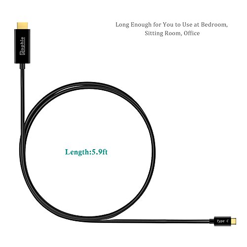 Rophie USB-C auf HDMI Kabel(1.8M) USB 3.1 Typ C zu HDMI Kabel, HD 3840×2160 (4k), (Thunderbolt 3 kompatibel)für MacBook Pro, MacBook 12 „(2015/2016), ChromeBook Pixel, Huawei MateBook und andere - 4