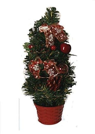 26cm Pre-Lit Table Top Christmas Tree With All Decorations Red Base Boble
