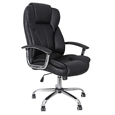 Songmics noir Chaise Fauteuil de bureau Chaise pour ordinateur hauteur réglable simili cuir OBG57B