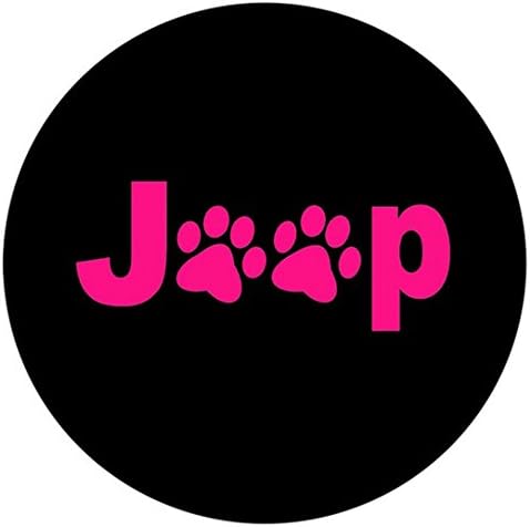 Sanlitock Black PVC Material Car Spare Tire Wheel Cover 16inch(76-79cm) with Pink Paws Waterproof