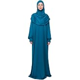 Practical One Piece Cotton Bat Sleeve Plug Take Off Headscarved Organic Hijab Prayer Dress
