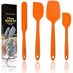 Orange Jeu de spatules en silicone - Ustensiles de cuisine antiadhésifs résistant à la chaleur élevée - 320C - Noyau en acier robuste - Épandeur, grattoir, spatules Spoonula - Coffret cadeau
