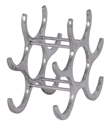 FineBuy Weinregal Design 24 cm für 6 Flaschen Aluminium Silber - 3