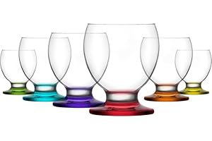 NORDIC SCHILLER Set di 6 bicchieri per acqua, bicchieri per succo, bicchieri da 280 ml, 100% senza piombo, lavabili in lavastoviglie, bicchieri per acqua, bicchieri per acqua, vetro organico colorato