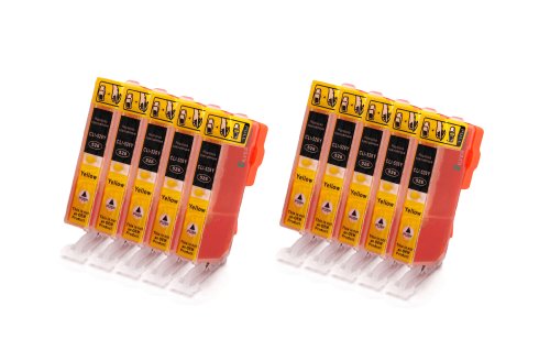 10x CLI-526 Gelb Tintenpatronen mit Chip kompatibel zu Canon für Canon IP4950 IP4850 MG5340 MG5250 MG5350 MG6250 MG8120 MG8240 MG6150 MG8250 MG5150 MG6120 MG5200 MG8150 MX885 MX715 MX884 MX895 IX6550