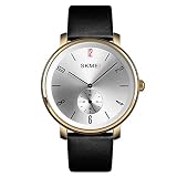 Quarzuhr Männer und Frauen Student Mode zu sehen Edelstahl Wasserdicht Lederuhr Ultradünn Zubehör ansehen Zeigeranzeige Quarzuhr,Gold