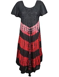 Indiatrendzs Women Dresses Rayon Tie Dye Printed Embroidered Party Poncho Tank Dress (Chest : 42)