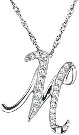Tikiville Diamante Initial Letter Pendant Necklace with a Free 19 Inch Chain
