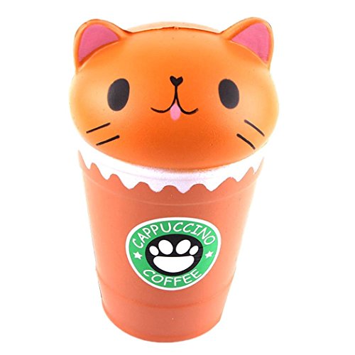 Preisvergleich Produktbild Covermason Squishy Toys Slow Rising Spielzeug Jumbo Cute Stress Kombination Toys Kaffeetasse Katze Duftend Matschig Langsames Aufstehen Quetschen Spielzeug Sammlung Heilen Geschenk (Orange)