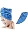 Moolecole Fashion Absorbent Bamboo Fiber Hair Dry Towel Thickened Shower Cap Hair Turban Quick Dry Hat Cap Blue