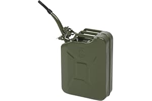 LYSTRO 20L Fuel Oil Storage Can Metal Petrol Diesel Tank with Spout,Jerry Can Fuel Can Metal Petrol Can Water Container Cans Large Liquid Storage Canister For Diesel,Petrol,Oil & Water Container, Army Green