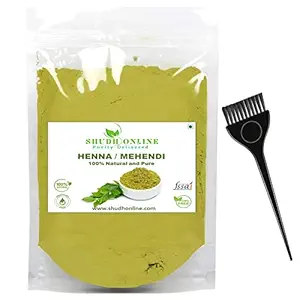 Shudh Online Henna Powder for Hair Colour, Mehandi Powder (200 Grams) Natural Mehndi for Grey Hair Care (Cassia Obovata), Bright Herbal Fresh Hena for Brown, Black Hair Growth