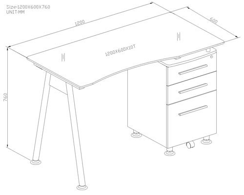 SixBros. MBJ-01B/70 Computer Desk MDF Frame Glass / Black