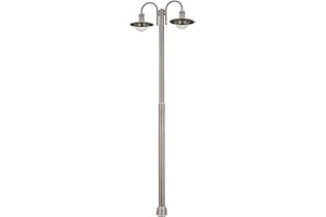 Lampione da esterni 'Damion' (Moderno) colore Grigio, in Acciaio Inox (2 luci, E27, A++) di Lindby | Candelabro, lampada da esterni