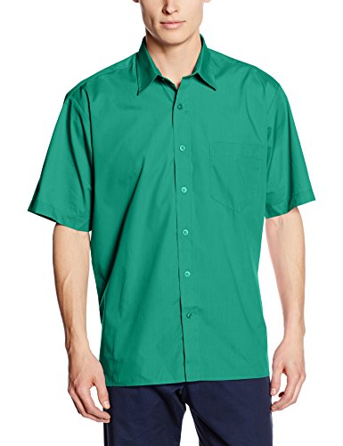Premier Workwear Poplin Short Sleeve Shirt, Camisa para Hombre, Verde (Emerald) Medium
