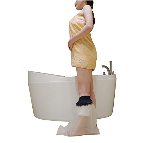 Adult Leg Cast Cover for Shower - MUTTIY Best Seal Watertight Protection, Clear Waterproof Bandage Protector for Foot, Knee, Ankle Wound in Bathing, 100% Reusable (Black) (2203 Short Leg)