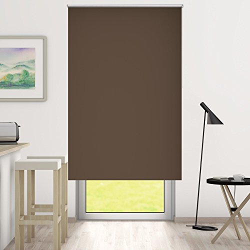 DESWIN Rollos – Set: Verdunkelungsrollo + Premium-Klemmhalter – 45 x 230 cm BRAUN – (KlemmFix Rollo mit Metallkette, Klemmhaltern, Rollo-Magnete, Halter zum Schrauben) - 3