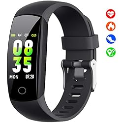 HETP Montre Connectée【2019 W12】 Bracelet Connecté Podometre Cardiofréquencemètre Femmes Homme Enfant Tracker Tension Artérielle Smartwatch Étanche Montre Cardio Sport pour Samsung Huawei iPhone etc.