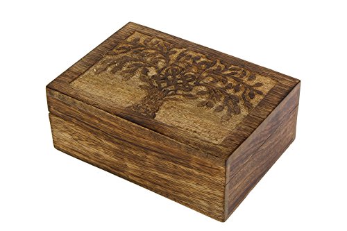 icrafts Baum des Lebens aus Holz geschnitzt Holz Schmuckkästchen Andenken Aufbewahrung Jewelry Box - 2