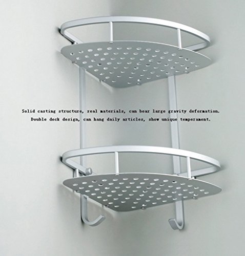 Restbuy Eckregal Bad Duschregal mit 2 Böden aus Aluminium 29 x 22 x 31cm - 3