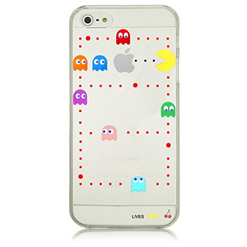 Phone Kandy   Claro transparente Caso de Shell duro de la piel y la pantalla del protector para el iPhone de la historieta carcasa funda  iPhone 7  4 7 pulgada   Pac Man 