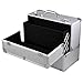 chinkyboo Professional Extra Large Space Aluminium Cosmetics & Make Up Case/Box Nail Art Case Hairdressing Case Beauty Case Toiletry Storage Nail Hairdressing Vanity Box Valentines Day Gift(Silver) (vanity case, Silver)