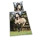 Produktbild Herding 4624012050 Bettwäsche Pferd, Kopfkissenbezug, 80 x 80 cm und Bettbezug, 135 x 200 cm, Flanell/Biber