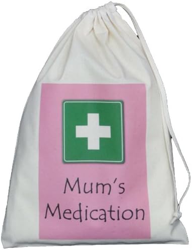 Mum's Medication Small Storage Bag - Small Natural Cotton Drawstring Bag - SUPPLIED EMPTY
