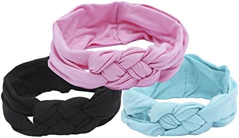 Towin Baby 3Pcs Cute Baby Girl Turban Headband Hair Bows Cross Knot Hair Clips for Babies