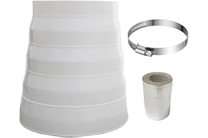 Oneyijun 140mm-180mm Diámetro Blanco ABS Plástico Redondo Conducto Tubo Reductor Conductos Multi Anillo Extractor Ventilador Ventilación Manguera Conector con abrazadera de acero inoxidable y cinta