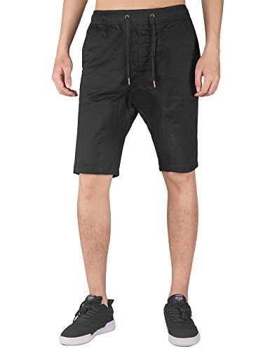 Italy Morn Pantaloncini da Uomo Chino Casual Jogging Shorts Hip Hop Cotone Slim Fit M Nero