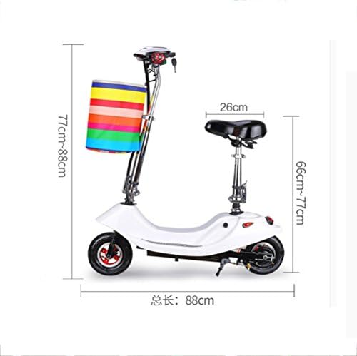 Mini Foldable Electric Bike Scooter 24V 12AH 300W for Women and Children Bicycle,White