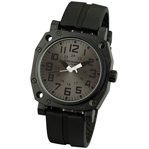 INFANTRY Herren Analoges Quarzwerk Armbanduhr Quarz Analoguhr Russisch Stil Outdoor Schwarz Kautschuk Armband INFANTRY Herren Analoges Quarzwerk Armbanduhr Quarz Analoguhr Russisch Stil Outdoor Schwarz Kautschuk Armband