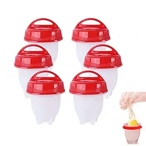 Ezcpigei Silicone Egg Cooker, Hard and Soft Make, No Shell, Non Stick Silicone, Egg Boiler, Egg Cups, Egg Poachers, Egg Cooker, Set of 6