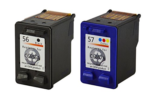 2 Druckerpatronen kompatibel für HP 56 + 57 HP DeskJet 450 5145 5150 5151 5550 5552 5650 5652 5655 5850 9650 9670 9680 OfficeJet 4105 4105 4212 4215 4219 4252 4255 4259 5500 5505 5508 5510 5515 6110 - 2